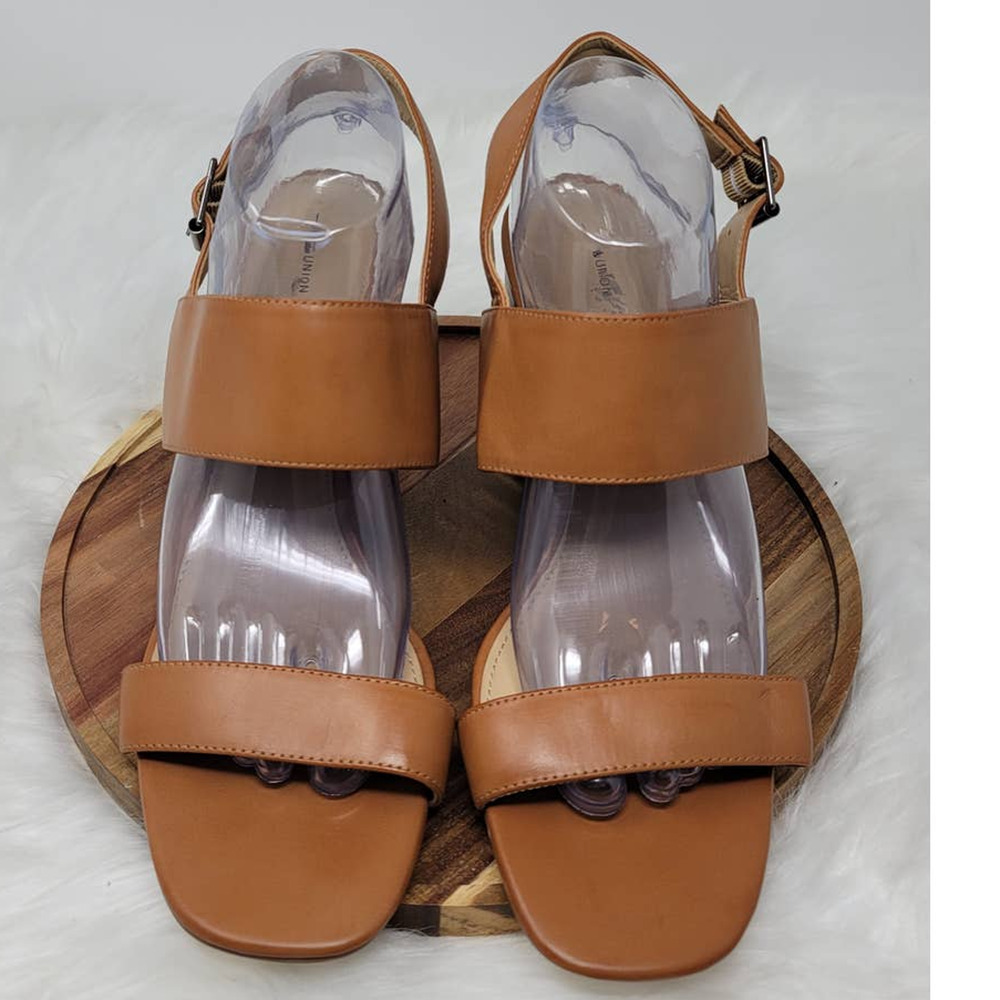 14th & Union Light Brown Meren Block Women's Sandal 3" Heels 11M